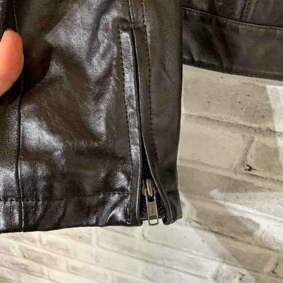 Brody Y2K Leather Moto Bomber Biker Jacket Women's Small Black Motorcycle Retro - Picture 8 of 14